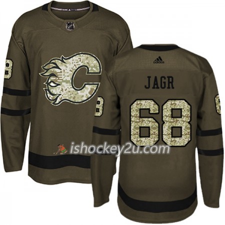Mænd NHL Calgary Flames Trøje Jaromir Jagr 68 Adidas 2017-2018 Camo Grøn Authentic